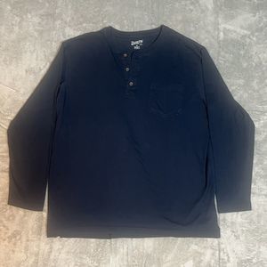 Duluth Trading Longtail T Relaxed Fit L/S Henley‎ T Shirt Men’s XL Navy Blue